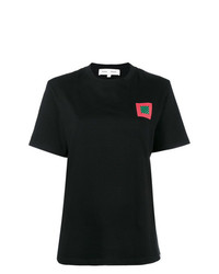 schwarzes bedrucktes T-Shirt mit einem Rundhalsausschnitt von Proenza Schouler