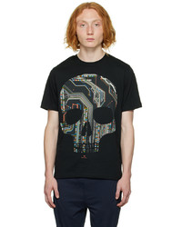 schwarzes bedrucktes T-Shirt mit einem Rundhalsausschnitt von Ps By Paul Smith