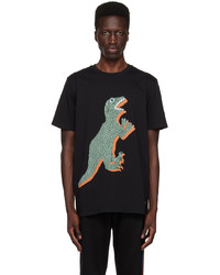 schwarzes bedrucktes T-Shirt mit einem Rundhalsausschnitt von Ps By Paul Smith