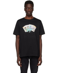 schwarzes bedrucktes T-Shirt mit einem Rundhalsausschnitt von Ps By Paul Smith