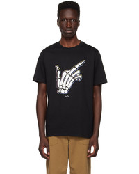 schwarzes bedrucktes T-Shirt mit einem Rundhalsausschnitt von Ps By Paul Smith