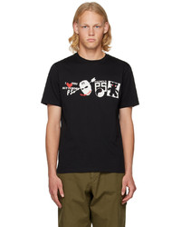 schwarzes bedrucktes T-Shirt mit einem Rundhalsausschnitt von Ps By Paul Smith