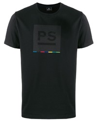 schwarzes bedrucktes T-Shirt mit einem Rundhalsausschnitt von PS Paul Smith