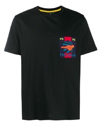 schwarzes bedrucktes T-Shirt mit einem Rundhalsausschnitt von PS Paul Smith