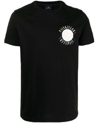 schwarzes bedrucktes T-Shirt mit einem Rundhalsausschnitt von PS Paul Smith