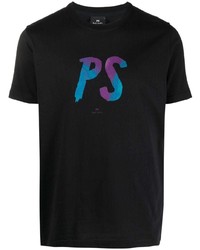 schwarzes bedrucktes T-Shirt mit einem Rundhalsausschnitt von PS Paul Smith