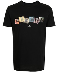 schwarzes bedrucktes T-Shirt mit einem Rundhalsausschnitt von PS Paul Smith