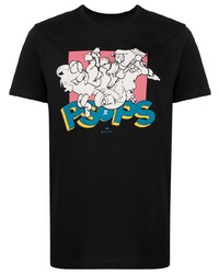 schwarzes bedrucktes T-Shirt mit einem Rundhalsausschnitt von PS Paul Smith