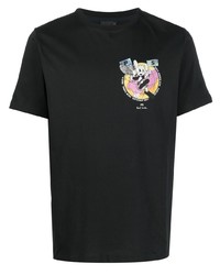 schwarzes bedrucktes T-Shirt mit einem Rundhalsausschnitt von PS Paul Smith