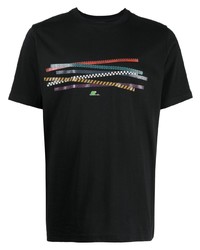 schwarzes bedrucktes T-Shirt mit einem Rundhalsausschnitt von PS Paul Smith