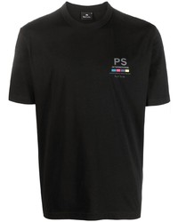 schwarzes bedrucktes T-Shirt mit einem Rundhalsausschnitt von PS Paul Smith