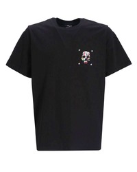schwarzes bedrucktes T-Shirt mit einem Rundhalsausschnitt von PS Paul Smith