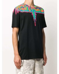 schwarzes bedrucktes T-Shirt mit einem Rundhalsausschnitt von Marcelo Burlon County of Milan