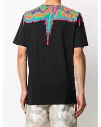 schwarzes bedrucktes T-Shirt mit einem Rundhalsausschnitt von Marcelo Burlon County of Milan