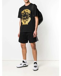 schwarzes bedrucktes T-Shirt mit einem Rundhalsausschnitt von McQ Alexander McQueen