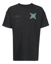schwarzes bedrucktes T-Shirt mit einem Rundhalsausschnitt von purple brand