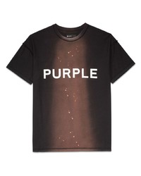 schwarzes bedrucktes T-Shirt mit einem Rundhalsausschnitt von purple brand