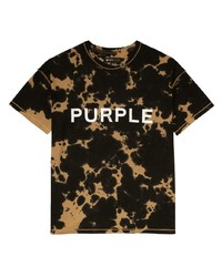 schwarzes bedrucktes T-Shirt mit einem Rundhalsausschnitt von purple brand