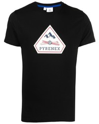 schwarzes bedrucktes T-Shirt mit einem Rundhalsausschnitt von Pyrenex