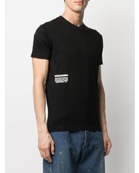 schwarzes bedrucktes T-Shirt mit einem Rundhalsausschnitt von DSQUARED2