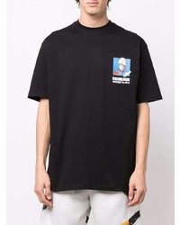 schwarzes bedrucktes T-Shirt mit einem Rundhalsausschnitt von PAS DE ME