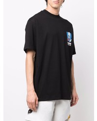 schwarzes bedrucktes T-Shirt mit einem Rundhalsausschnitt von PAS DE ME