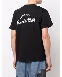 schwarzes bedrucktes T-Shirt mit einem Rundhalsausschnitt von DOMREBEL