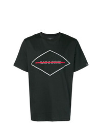 schwarzes bedrucktes T-Shirt mit einem Rundhalsausschnitt von rag & bone