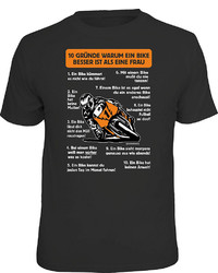 schwarzes bedrucktes T-Shirt mit einem Rundhalsausschnitt von RAHMENLOS