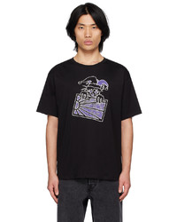 schwarzes bedrucktes T-Shirt mit einem Rundhalsausschnitt von Rassvet