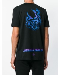 schwarzes bedrucktes T-Shirt mit einem Rundhalsausschnitt von Marcelo Burlon County of Milan