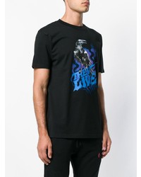 schwarzes bedrucktes T-Shirt mit einem Rundhalsausschnitt von Marcelo Burlon County of Milan