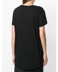 schwarzes bedrucktes T-Shirt mit einem Rundhalsausschnitt von Ann Demeulemeester