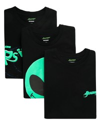schwarzes bedrucktes T-Shirt mit einem Rundhalsausschnitt von Readymade