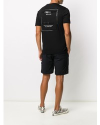 schwarzes bedrucktes T-Shirt mit einem Rundhalsausschnitt von Emporio Armani