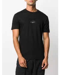 schwarzes bedrucktes T-Shirt mit einem Rundhalsausschnitt von Emporio Armani