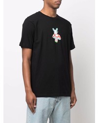 schwarzes bedrucktes T-Shirt mit einem Rundhalsausschnitt von RIPNDIP