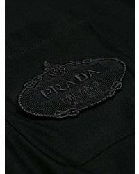 schwarzes bedrucktes T-Shirt mit einem Rundhalsausschnitt von Prada