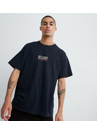 schwarzes bedrucktes T-Shirt mit einem Rundhalsausschnitt von Reclaimed Vintage
