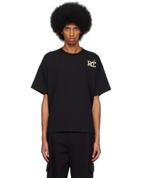 schwarzes bedrucktes T-Shirt mit einem Rundhalsausschnitt von Recto