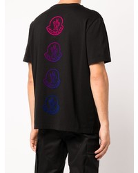 schwarzes bedrucktes T-Shirt mit einem Rundhalsausschnitt von Moncler