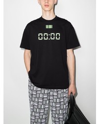 schwarzes bedrucktes T-Shirt mit einem Rundhalsausschnitt von Vetements