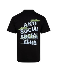 schwarzes bedrucktes T-Shirt mit einem Rundhalsausschnitt von Anti Social Social Club