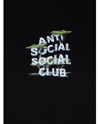 schwarzes bedrucktes T-Shirt mit einem Rundhalsausschnitt von Anti Social Social Club