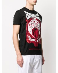 schwarzes bedrucktes T-Shirt mit einem Rundhalsausschnitt von DSQUARED2