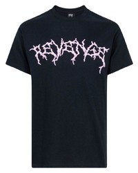 schwarzes bedrucktes T-Shirt mit einem Rundhalsausschnitt von Revenge