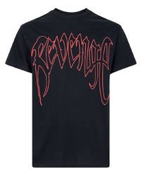 schwarzes bedrucktes T-Shirt mit einem Rundhalsausschnitt von Revenge