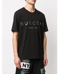 schwarzes bedrucktes T-Shirt mit einem Rundhalsausschnitt von Buscemi