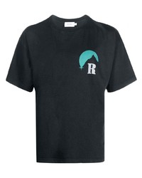 schwarzes bedrucktes T-Shirt mit einem Rundhalsausschnitt von Rhude