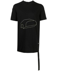 schwarzes bedrucktes T-Shirt mit einem Rundhalsausschnitt von Rick Owens DRKSHDW
